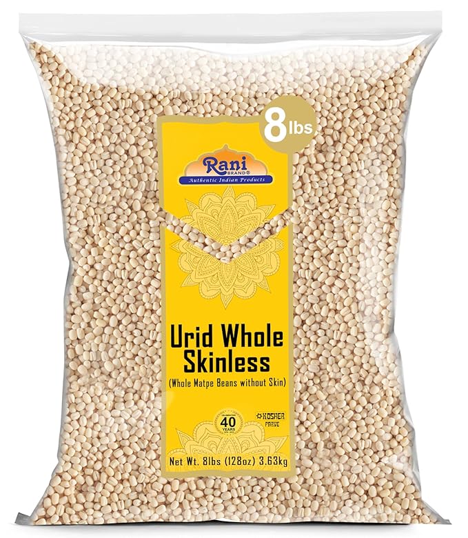 Rani Urid/Urad Gota White (Matpe Beans Skinless) Indian Lentils 128oz (8lbs) 3.63kg Bulk ~ All