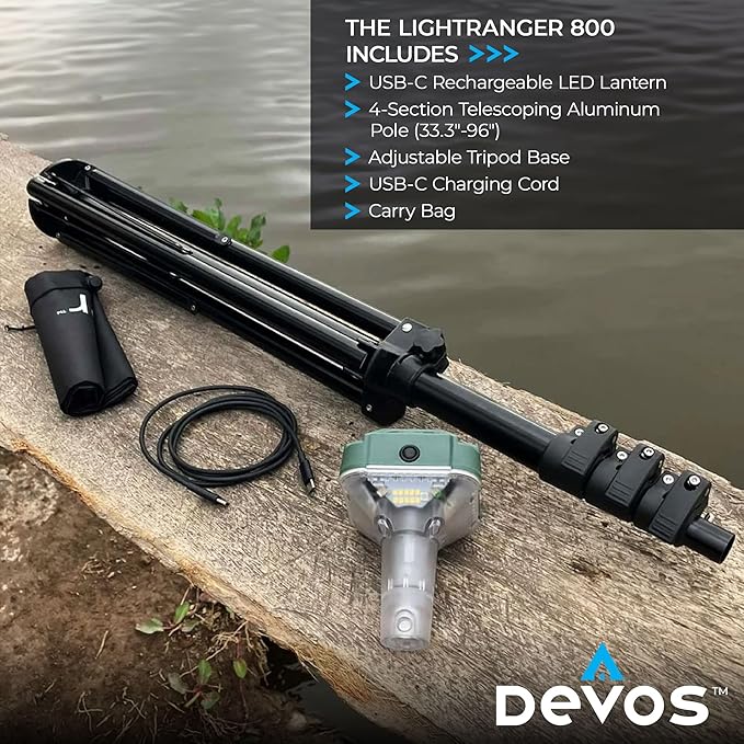Devos Outdoor LightRanger 800 Lumen Lantern - Rechargeable Telescoping LED Lantern, 30-Hour