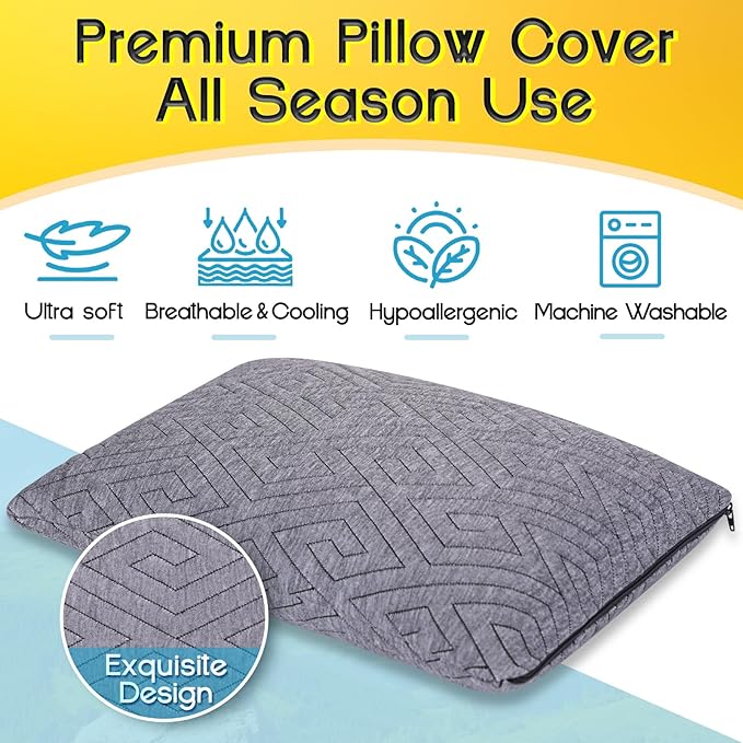 Travel Pillow for Sleeping Camping, Memory Foam Small Pillow with Breathable Cover for Backpacking