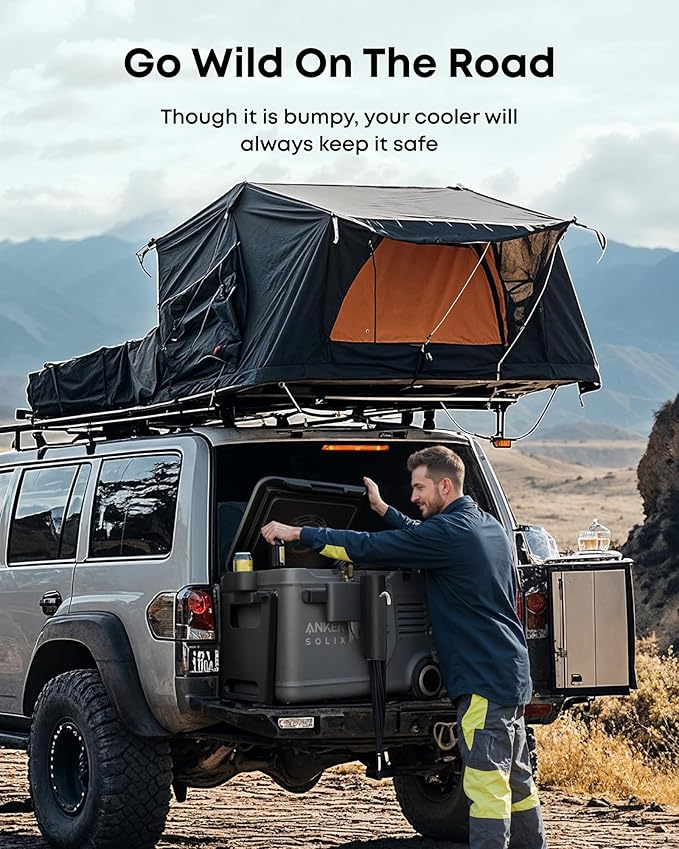Anker SOLIX EverFrost 2 40L Cooler with Road Trip Kit, 42 qt Car Refrigerator, Electric Cooler with