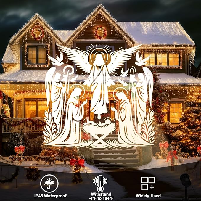 Treela Nativity Projector Lights Outdoor Indoor Dynamic Christmas Christian Decoration Outside LED