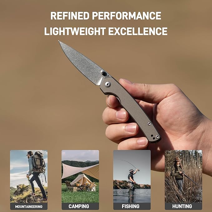 CJRB Kain Pocket Knife, 2.95'' AR-RPM9 Steel Blade Aluminum Handle Small EDC Knife with Pocket Clip