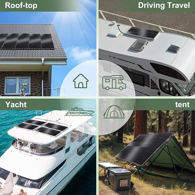 100W Semi-Flexible Solar Panel 12V Monocrystalline Ultra-Flexible Bendable Mono Off-Grid Charger