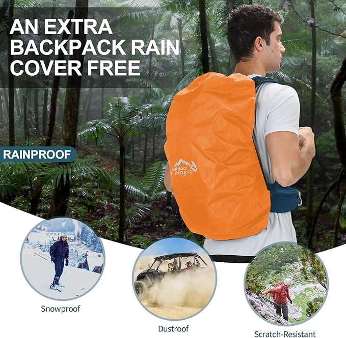 Hiking Backpack, Waterproof Hiking Daypack with 3L Water Bladder and Rain Cover, Lightweight Travel