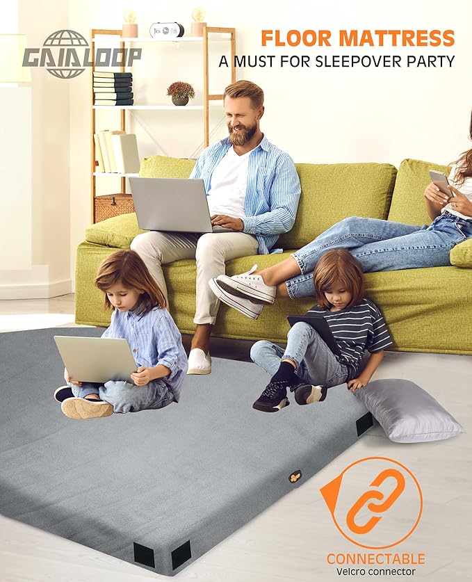 3 Inch GAIALOOP Thick Memory Foam Camping Mattress Sleeping Pad [Car/Tent/Cot] Glamping Portable