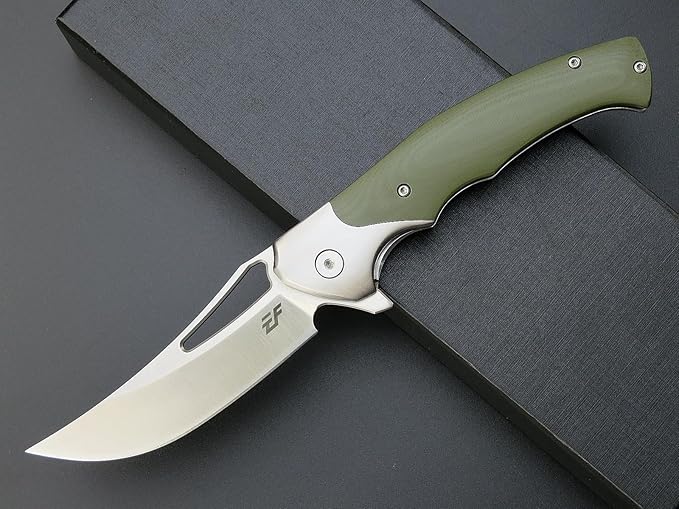 Eafengrow EF7 Folding Knife K110 Steel Blade G10&Stainless Steel Handle EDC Tool Knives for Outdoor