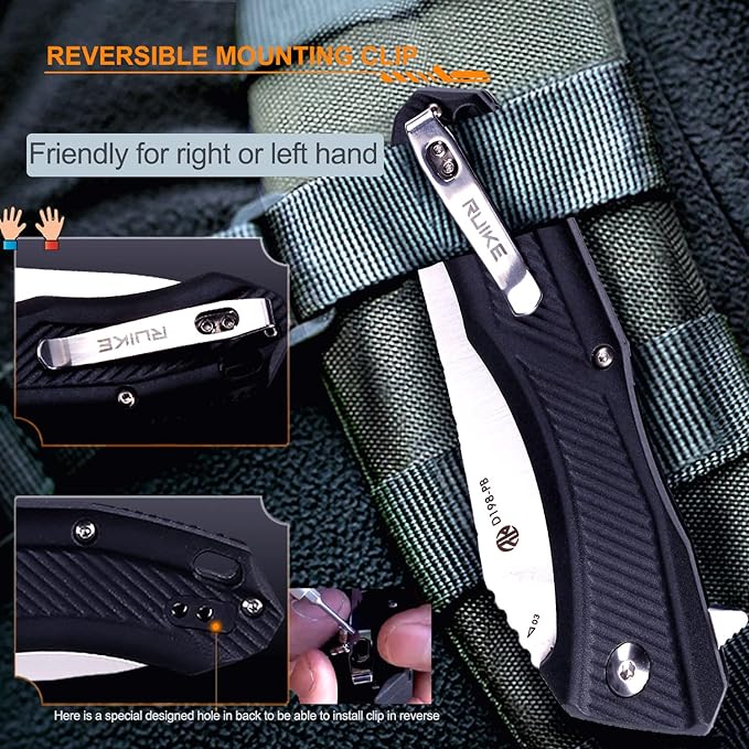 Ruike EDC Pocket Knife for Men,3.86 inch Big Blade,8Cr13 Stainless Steel,Liner Lock,Tactical