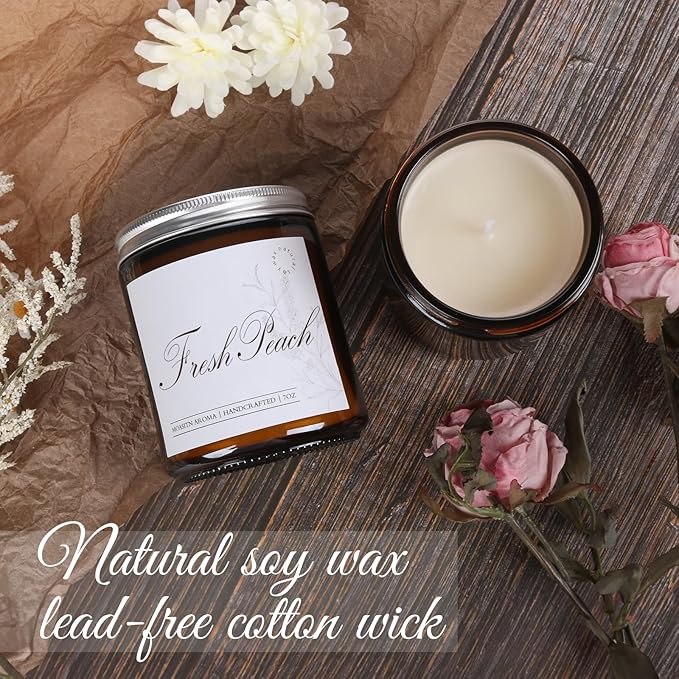 MOASITN Fresh Peach Scented Candles for Home|Sweet Orange,Peach,Floral Scented Soy Candle|