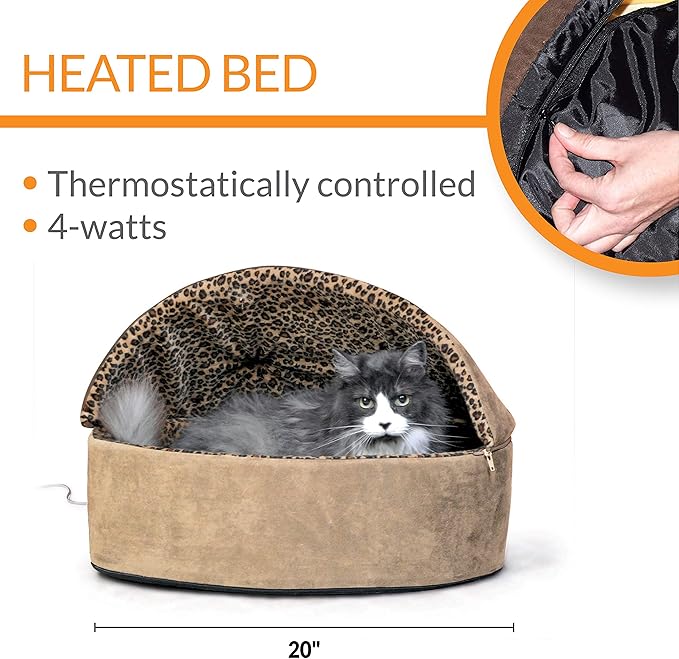K&H Pet Products Thermo-Kitty Bed Deluxe Heated Cat Bed for Large Kitties - Indoor Heated Pet Bed