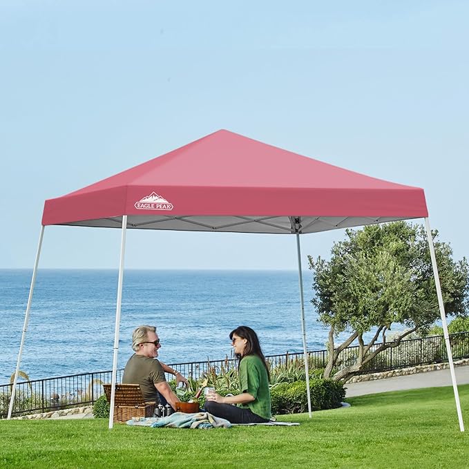 EAGLE PEAK 10x10 Slant Leg Pop-up Canopy Tent Easy One Person Setup Instant Outdoor Beach Canopy