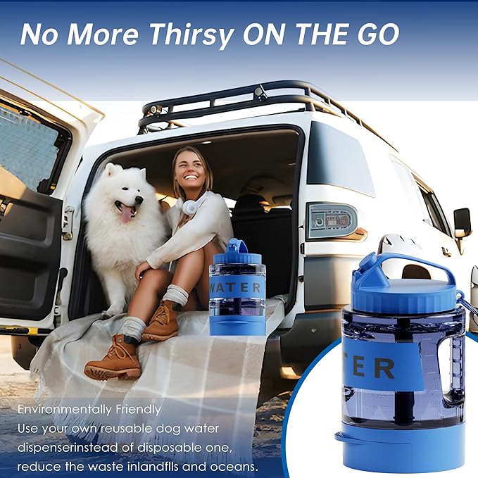 Portable Dog Water Bottle, 77oz Large Travel Water Bowl Dispenser for Dogs Camping Beach Walking