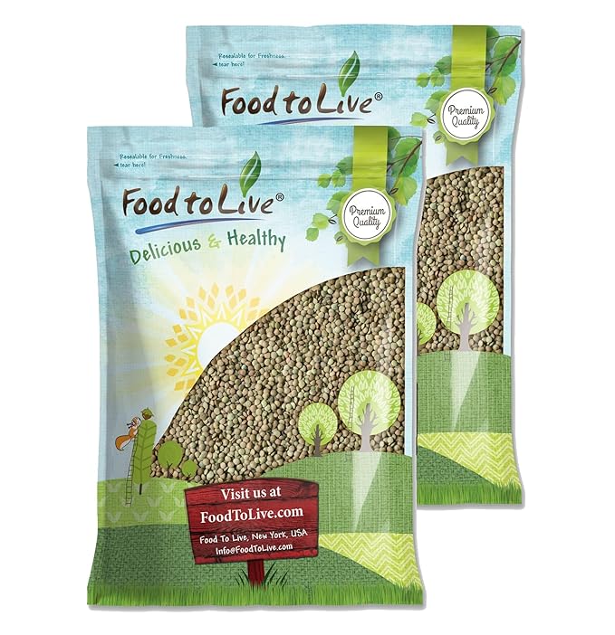 Food to Live - Whole Green Lentils, 25 Pound Dried Raw Lentils, Sproutable, Kosher, Vegan. Rich in