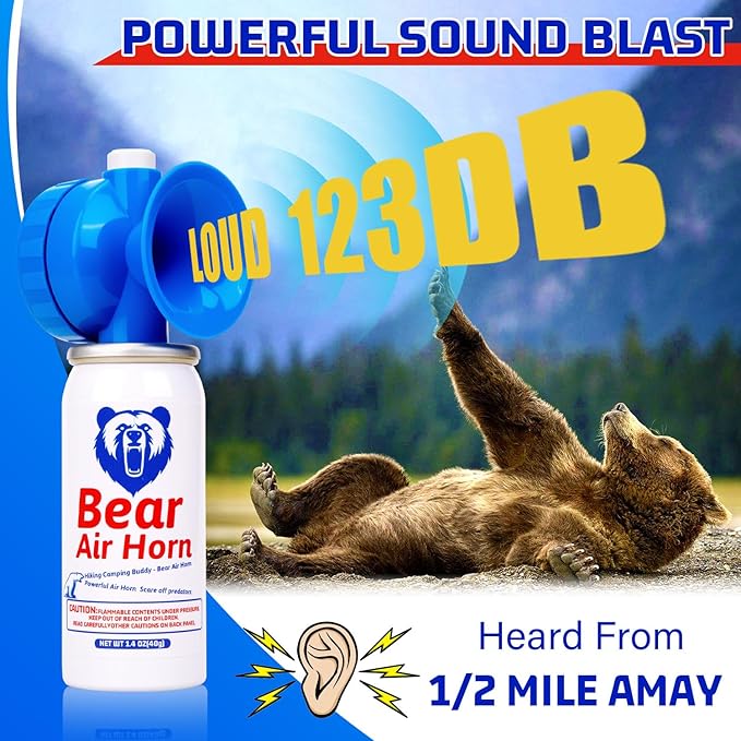 1.4oz Bear Horn for Self Defense, 123dB Loud Mini Air Horn, Audible Up to 1/2 Mile, Safety Air Horn
