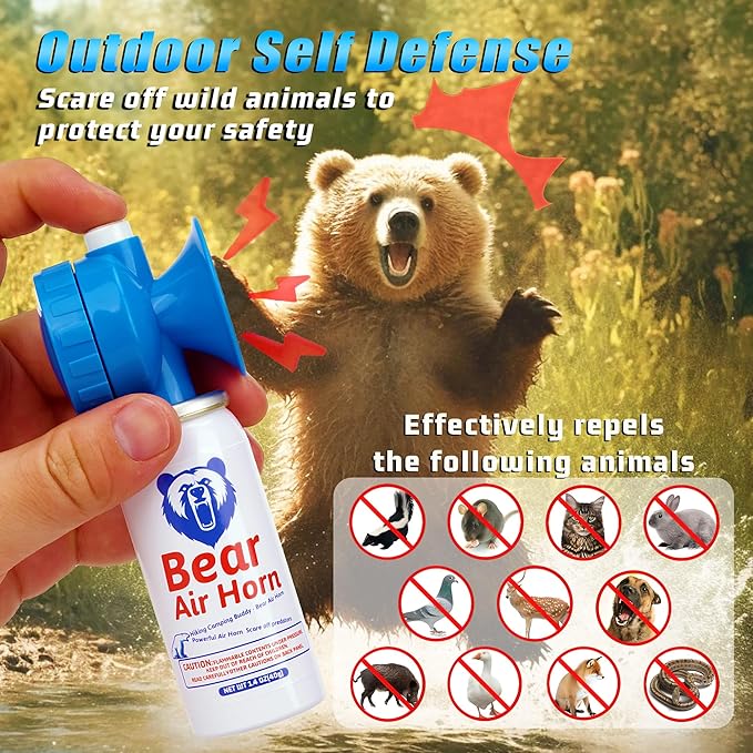 1.4oz Bear Horn for Self Defense, 123dB Loud Mini Air Horn, Audible Up to 1/2 Mile, Safety Air Horn