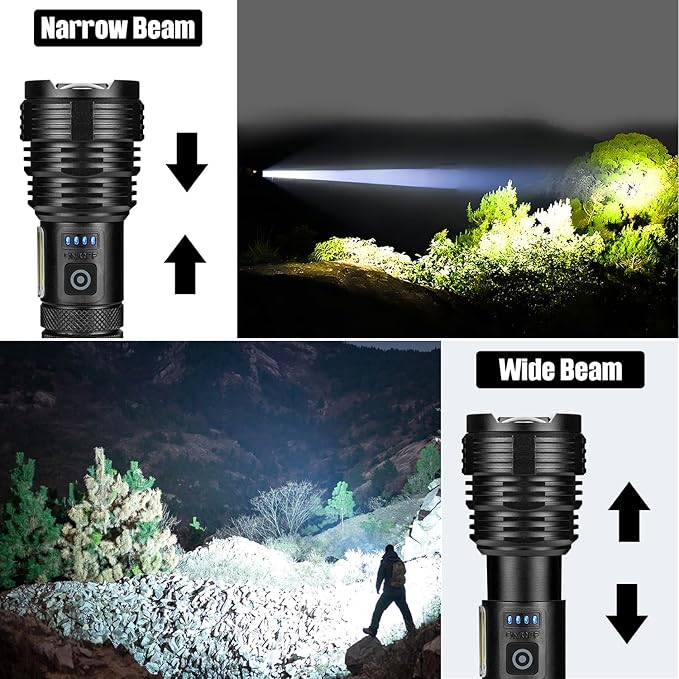 Flashlights LED High Lumens Rechargeable, High Lumen Super Bright Flashlight, USB Fast Charging