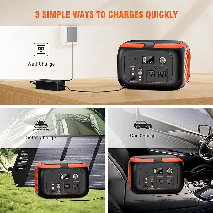 SinKeu Portable Power Station 600W, 296Wh/80000mAh Backup Lithium Battery Pack Bank, 110V Pure Sine
