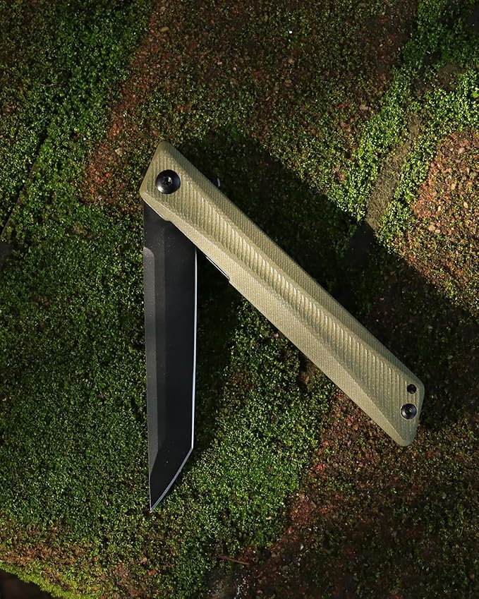 Pocket Knife GD22K, Flipper Open D2 Steel Tanto Folding knife with Durable G10 Handle,Men Women