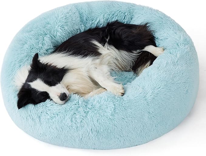 Bedsure Calming Dog Bed for Large Dogs - Donut Washable Large Pet Bed, 36 inches Anti-Slip Round