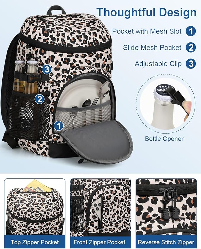 Cooler Backpack Insulated Waterproof,30 Cans Backpack Coolers Leakproof Lunch Backpack for Men
