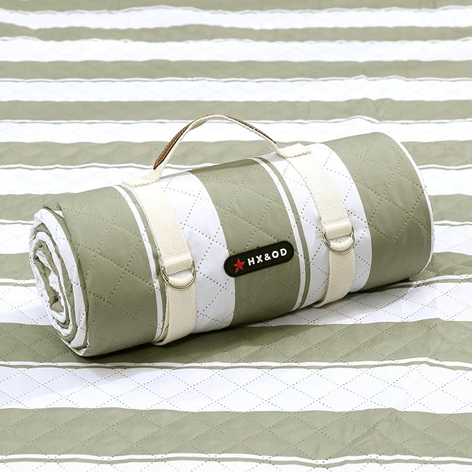 HX&OD Outdoor Picnic Blanket Extra Large, 80”x80” Waterproof Picnic Mat Foldable Camping Blanket