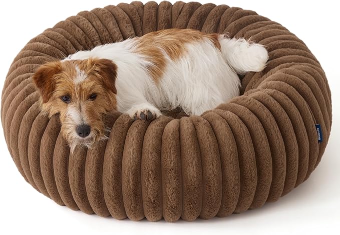 Bedsure Donut Small Dog Bed - Dog Beds for Small Dogs with Corduroy Fleece & Anti Slip Bottom