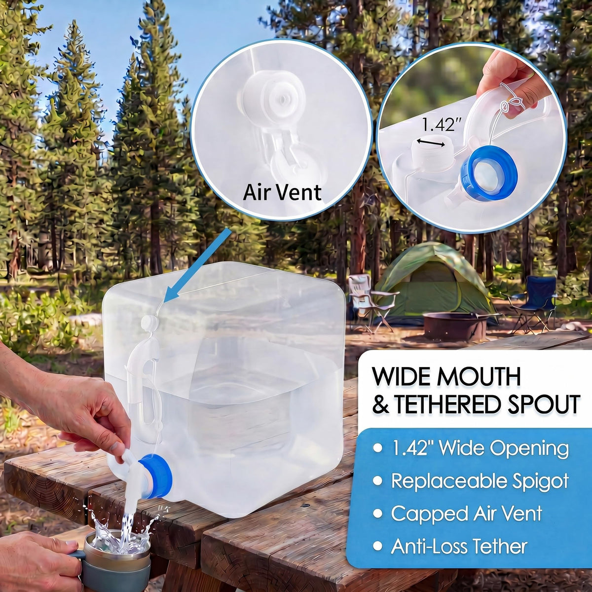 ITRAZ 5.3 Gallon Collapsible Water Storage Container with Spigot, BPA-Free