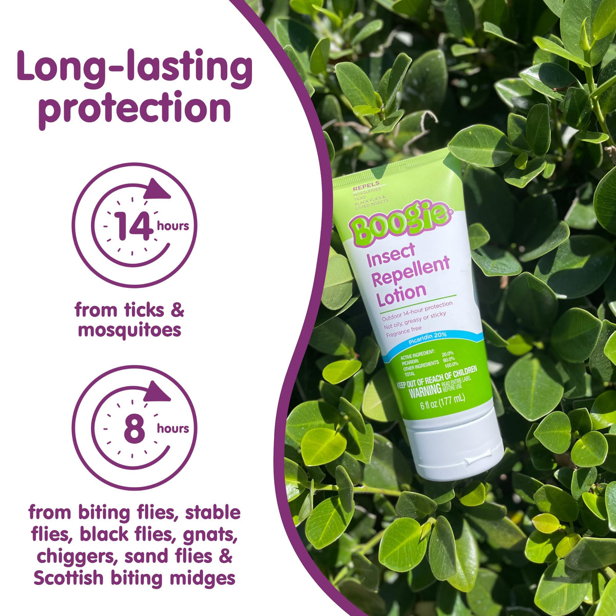 Boogie Insect Repellent Lotion for Mosquitoes, Ticks & Flies - 6 fl oz