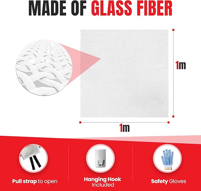 AI FORCE Fire Blanket with Gloves & Hooks ??Fireproof Emergency Safety Blanket for Home, Kitchen