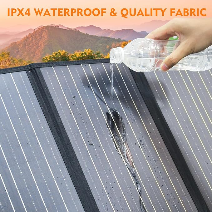 60W Solar Panel for Portable Power Station, Foldable Solar Panel with 12-18V DC Output/USB
