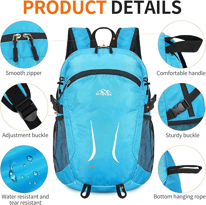 Large Hiking Daypack,30L Waterproof Hiking Backpack Packable Lightweight Travel Day Pack for Women