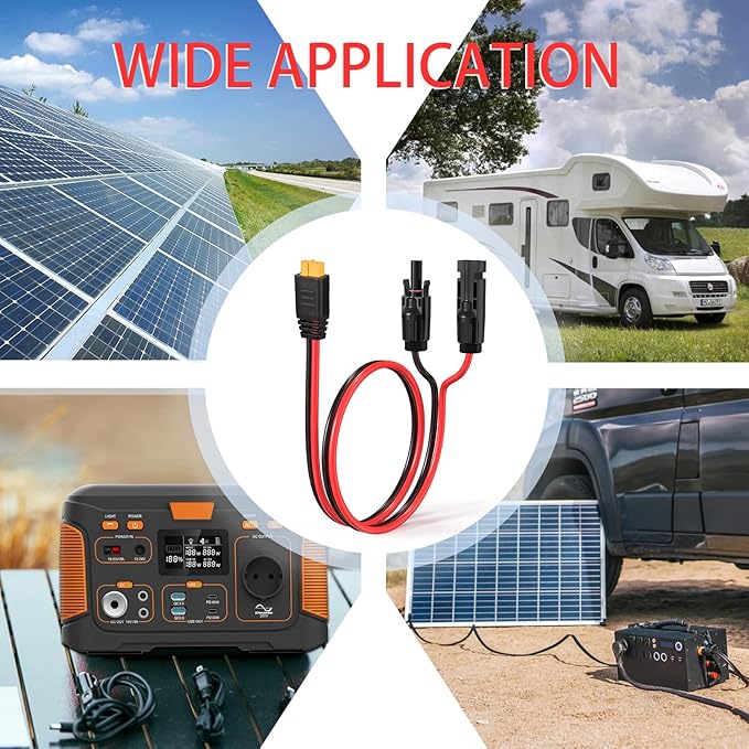 10AWG Solar to XT60 Charging Cable Solar Panel Extension Cable for Portable Power Station River 600