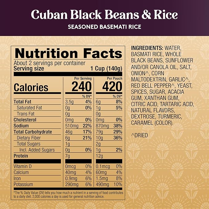 Royal Ready-to-Heat Cuban Black Beans and Basmati Rice (8.5oz, Pack of 6)