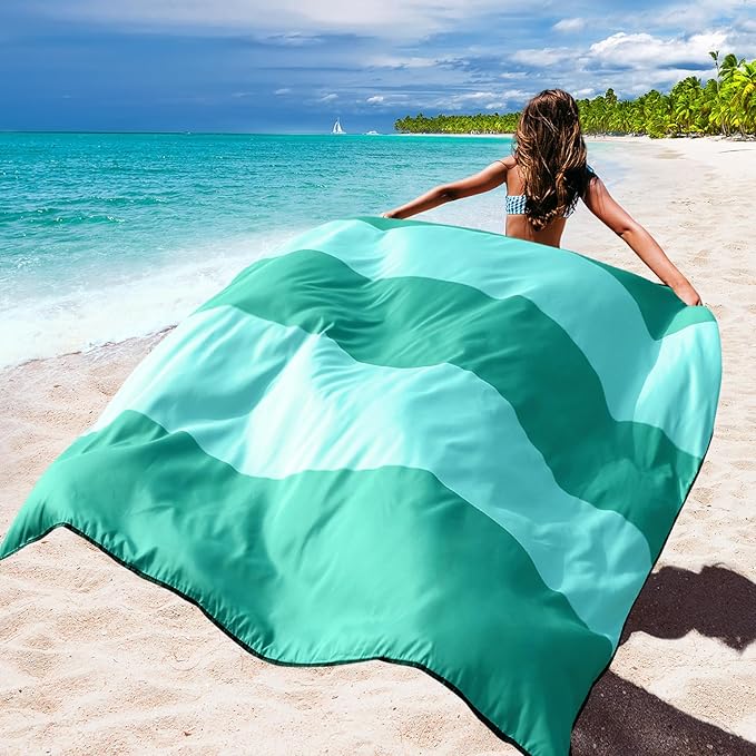 Beach Blanket Waterproof Sandproof Beach Mat 79" X 83"/10'x9'for 2-8 Adults Quick Drying Outdoor