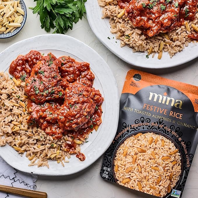 Mina Festive Rice, With Toasted Almonds & Cinnamon, Ready to Eat, Brown Rice, Side Dishes