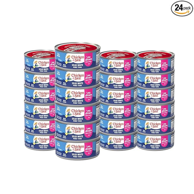 Chicken of the Sea Solid White Pure Tuna, Wild Caught, No Drain, 4 oz. Can (Pack of 24)