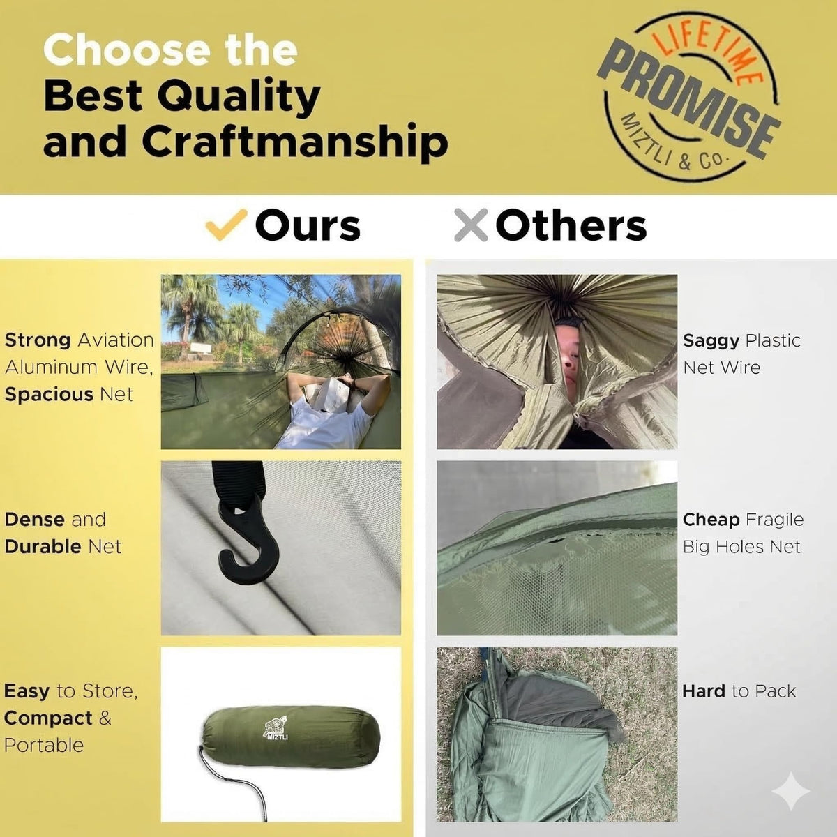 Miztli Camping Hammock Portable Tent-Like Outdoor Hammock with Net 1/2 Person