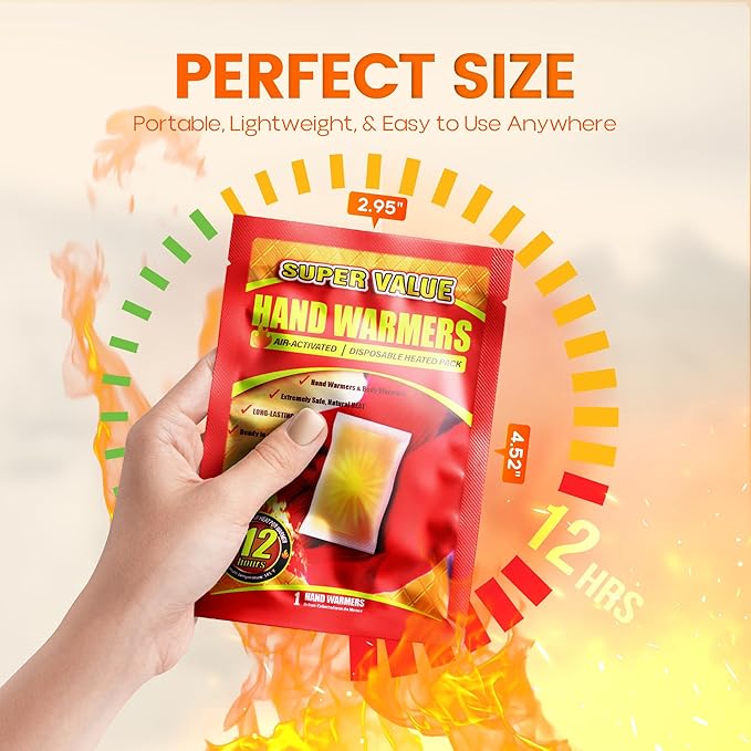 Hand Warmers Disposable 500/375/240/125/90/55/30 Pcs, Long-Lasting Up to 12 Hours for Warm Body