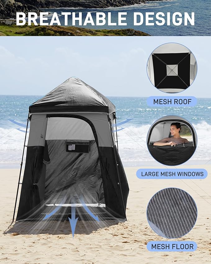 KingCamp Shower Tent, Portable Privacy Tent Outdoor Camping 1/2 Room Toilet Tents with Shower Bag &