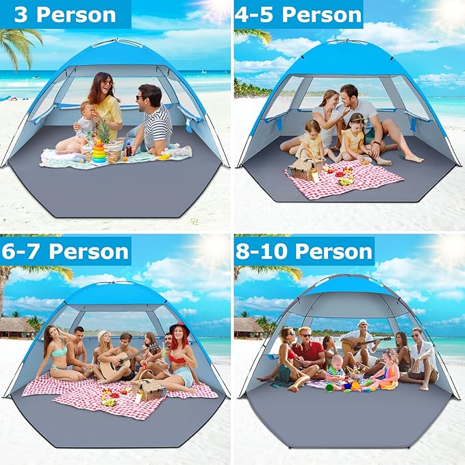 Gorich Beach Tent Sun Shelter for 3/4-5/6-7/8-10 Person with UPF 50ï¼?UV Protection, Lightweight &