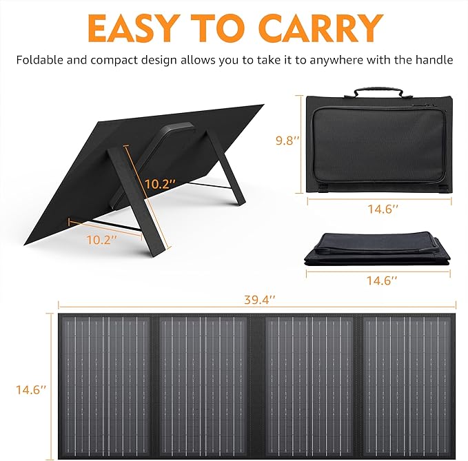 Foldable Solar Panel Charger 60W with 18V DC Output (11 Connectors) for 100W~350W Portable Power