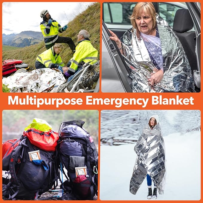 6 Pack Emergency Mylar Blanket, Emergency Blanket Space Blanket Survival Rescue Insulating