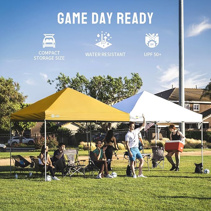 CROWN SHADES 8x8 Pop Up Canopy - Beach Tent with One Push Setup - Easy Outdoor Sun Shade for