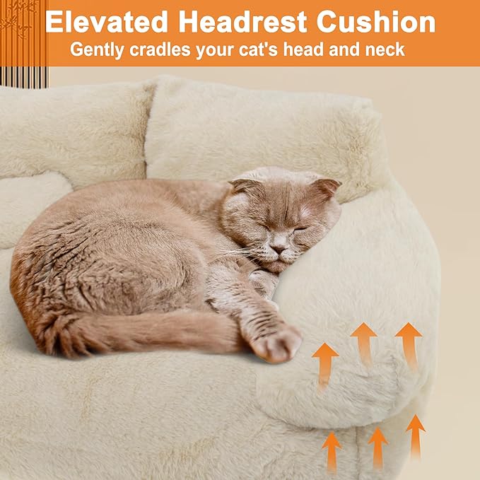 Cat Sofa, Pet Bed with Bolstered Edges, Extra Plush Sponge Padding, Cat Beds for Indoor with