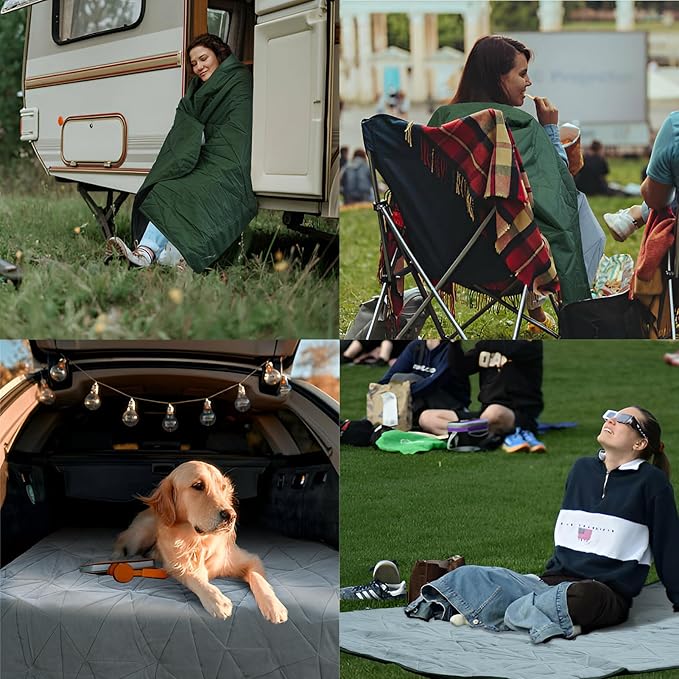 Outdoor Waterproof Blanket, Foldable Fleece Stadium Blanket for Outdoor Sports Event, Camping, Car