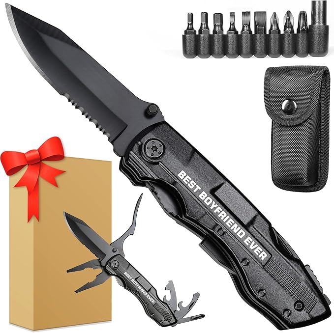 Gifts for Boyfriend, Multitool Knife"BEST BOYFRIEND EVER", Birthday Gifts for Boyfriend - Best