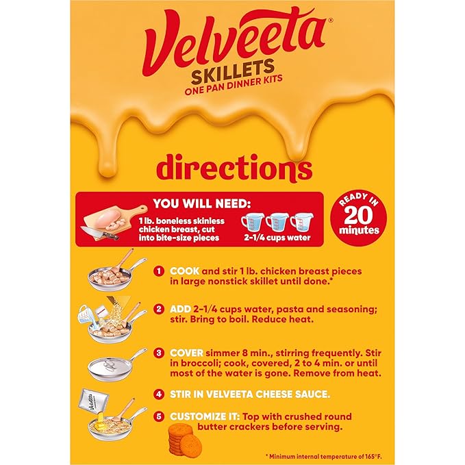 Velveeta Skillets Chicken & Broccoli One Pan Dinner Kit, 13.6 oz Box