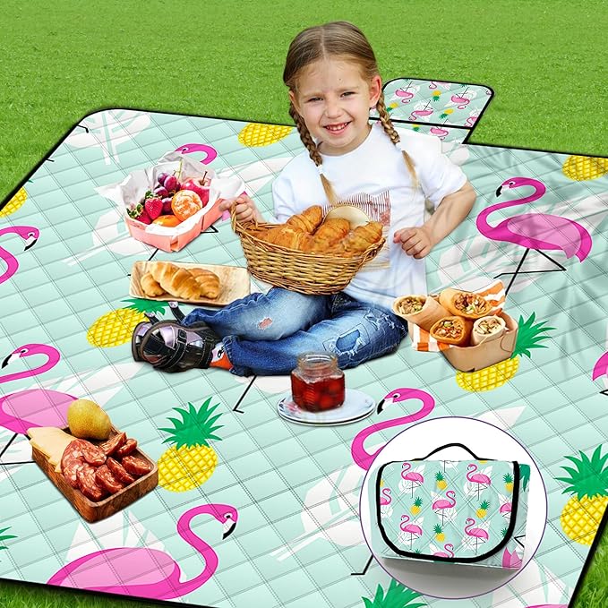 Extra Large Picnic Blanket Waterproof,80"x 80"Foldable Machine Washable Beach Blankets,Outdoor