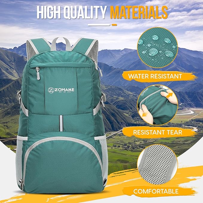 ZOMAKE Lightweight Packable Backpack 35L, Light Foldable Backpacks Water Resistant Collapsible