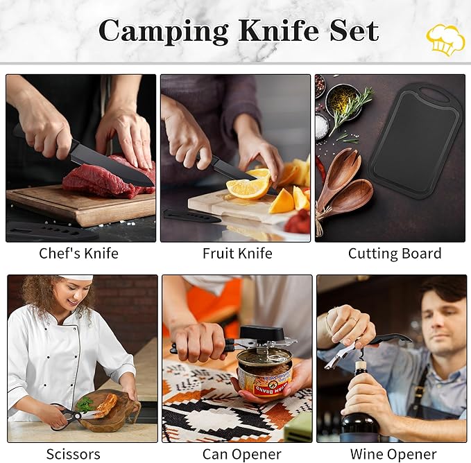 Camping Essentials Cookware Cooking Utensils Set - Portable Camp Kitchen Mess Kit Outdoor