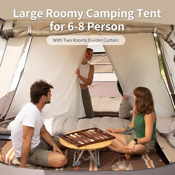 Naturehike Cape 4/6/8 Person Camping Tent, 60S Easy Setup Instant Tent Pop up Tent, Waterproof